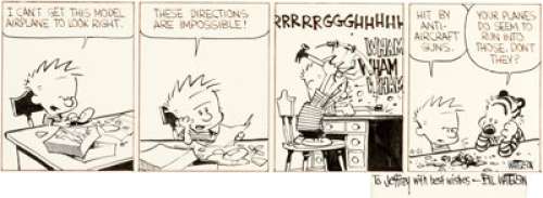 Bill Watterson Calvin and Hobbes Daily Comic Strip Original Art dated 4-21-86 (Universal Press Syndicate, -
