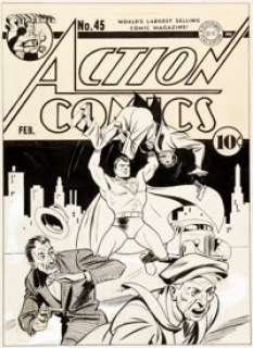 Fred Ray Action Comics #45 Cover Superman Original Art (DC, 1942). This rousing scene recalls the dynamism -