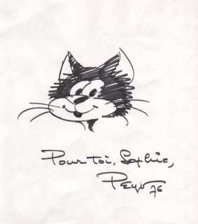 Peyo | Poussy, illustration au feutre sur feuille libre r… | Millon