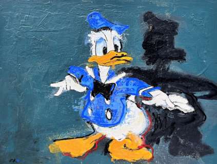 Donald Duck Tribute to Eric Robison - Acrylic Painting on Board - Joan Carles Rodriguez - Original Artwork - 40 x 30 cm | Catawiki