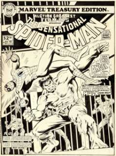 Mike Zeck and Jack Abel Marvel Treasury Edition #27 Cover Spider-Man and Hulk Original Art (Marvel, 1980)....