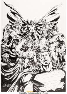 Howard Porter and John Dell JLA #1 Cover Original Art (DC, 1997)....