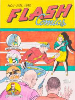 Sheldon Moldoff - Flash Comics #1 Cover Re-Creation Original Art (1999).
