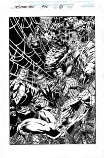 Scott Hanna Norman Felchle - spider-man #96 p 1 splash (spider-man & green goblin captured by madam web as norman osborn & jjj watches! ) 1998