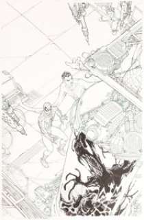 Mario Alberti - Spider-Man and the Fantastic Four #2 (de 4) Splash 38 (Marvel, 2010). Mario Alberti Spider-Man and the Fantastic Four #2 Splash Page 38 Original Art (Marvel, 2010).