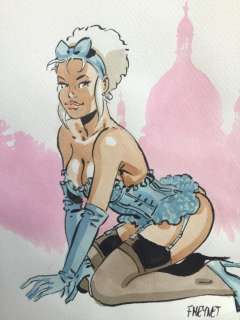 Meynet, Félix | Meynet, Félix - Dessin original couleur - Mirabelle coquine à Paris - Page volante - Exemplaire unique | Catawiki