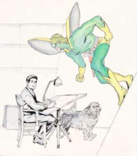 Joe Simon - The Comic Book Makers/My Life in Comics Self-Portrait with the Fly Original Art (Vanguard Pu...