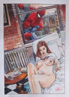 Luca Raimondo - L. Raimondo - original artwork "Spiderman & Mary Jane" - Page volante - Exemplaire unique - (2023)