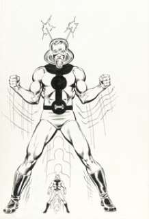 Postman, Brian - Brian Postman and Joe Rubinstein Official Handbook of the Marvel Universe #1 Ant-Man Illustration Original Art (Ma...