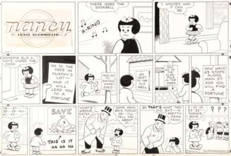 Bushmiller, Ernie - Ernie Bushmiller Nancy Sunday Comic Strip Original Art dated 2-17-46 (United Feature Syndicate, 1946)....