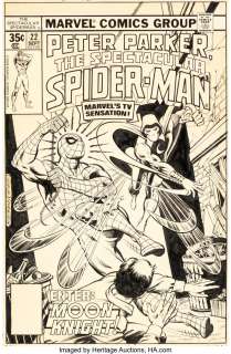Cockrum, Dave - Dave Cockrum and Joe Rubinstein The Spectacular Spider-Man #22 Cover Moon Knight Original Art (Marvel, 1978)....