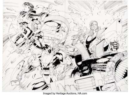 Peterson, Brandon - Brandon Peterson and Marc Silvestri Codename: Stryke Force #1 Wraparound Cover Original Art (Image, 1994)....