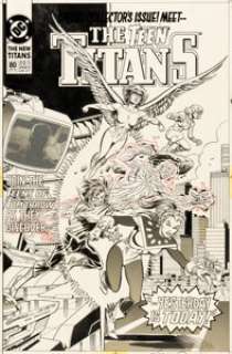 Ed Hannigan, Kerry Gammill, and Will Blyberg The New Titans #80 Cover Original Art (DC, 1991).