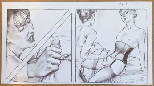 Xavier Duvet | Féminisation, le prix de la lingerie - Planche originale de bande dessinėe : demi strip Format: 16 X 29,7 cm. - Exemplaire unique - (2006) | Catawiki
