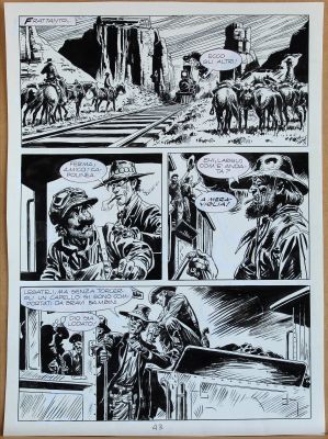 Jose Ortiz | Tavola originale per Tex Speciale 6  (TEXONE) ‘La grande rapina’. Cm. 30 x 40. SBE 1993. Pag. 43. | Art e Fumetto