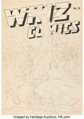 C. C. Beck Whiz Comics #19 Cover Preliminary Original Art (Fawcett, 1941).