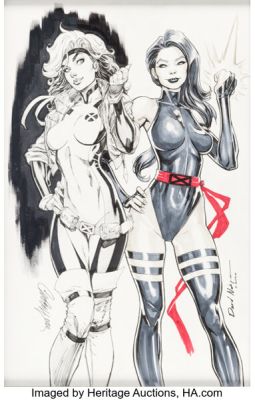 J. Scott Campbell and David Nakayama - Rogue and Psylocke Team-Up Illustration Original Art (2020). | Heritage