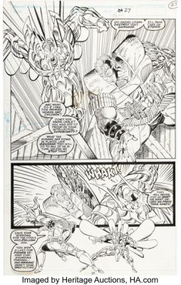 Rob Liefeld and Hilary Barta The New Mutants #94 First Cable vs. Stryfe Story Page 20 Original Art (Marvel, 1990).