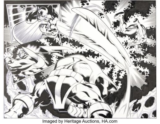 Ed McGuinness and Dexter Vines Hulk #11 Silver Surfer Double Page Spread 6-7 Original Art (Marvel, 2009). | Heritage