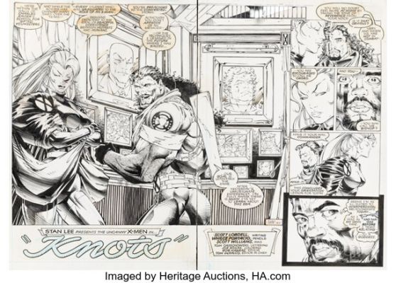 Whilce Portacio and Scott Williams The Uncanny X-Men #289 Storm and Bishop Double Page Spread 2-3 Original Art (Marvel, 1992). (Total: 2 Original Art)