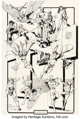 George Pérez The New Teen Titans #47 "Once Upon a Time" Pin-Up Original Art (DC, 1988). | Heritage
