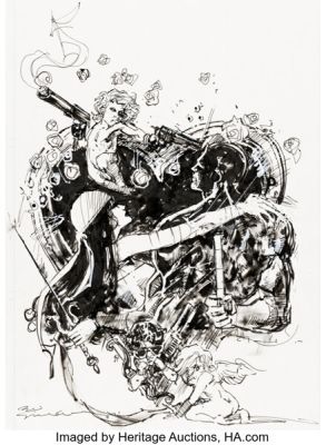Bill Sienkiewicz Elektra: Assassin #4 Cover Homage Daredevil Specialty Illustration Original Art (2009). | Heritage