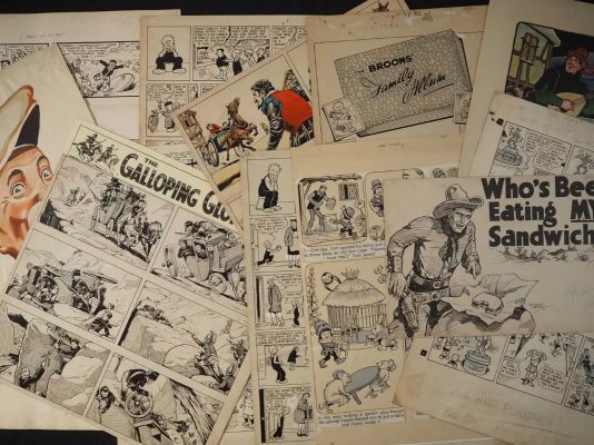 A mixed portfolio of original comic art, mostly appears to be DC THOMSON related titles, including | Excalibur Auctions