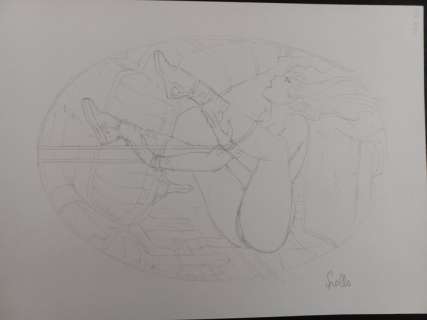 Leone Frollo | Leone Frollo - Illustrazione Originale "Sci-Fi Bondage" - Firmata - Page volante - Exemplaire unique | Catawiki