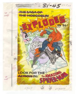 Marvel Comics Hobgoblin Spider-Man Ad Original Color Guide Comic Art 1986 | Neat Stuff Vault