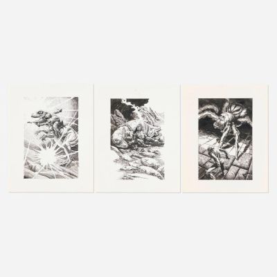 Lot 144 - Rick DeMarco, Group of 3 Creature Illustrations Original Art | Landry Pop Auctions