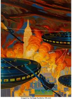 Henry Richard Van Dongen (American, 1920) Earthman Beware! Super Science Stories magazine cover, June 1951 Oil on canv... | Heritage