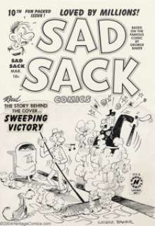 George Baker - Original Cover Art for Sad Sack #10 (Harvey, 1950). From the original run of Sad Sack comics -
