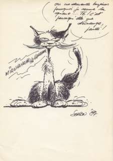 Séron | Illustration au feutre représentant un chat… | Millon