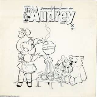 Steve Muffatti (attributed) - Little Audrey #29 Cover Original Art (Harvey, 1953). Making an early appearance -