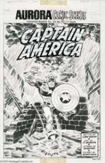 John Romita Sr. - Aurora Comic Scenes Captain America Cover and Complete 5-page Story Original Art (Aurora Plastics, - | Heritage