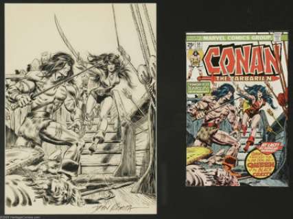 John Romita Sr. and John Buscema - Conan the Barbarian #58 Cover Original Art (Marvel, 1976). This issue saw the - | Heritage