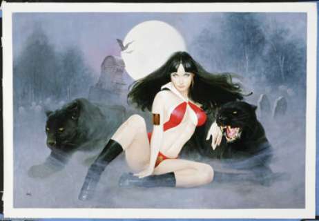 Enrique Torres - "The Night Awaits" Vampirella Painting Original Art (undated). Rendered in lush, - | Heritage