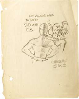 National Cartoonist Society Sketch, Original Art, Group of 42 (1940s). Three Charles Biro sketches are the -