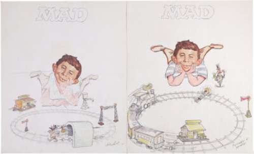 Antonio Prohias - Mad Cover Preliminary Original Art, Group of 2 (circa 1969). You’re on track for some belly - | Heritage