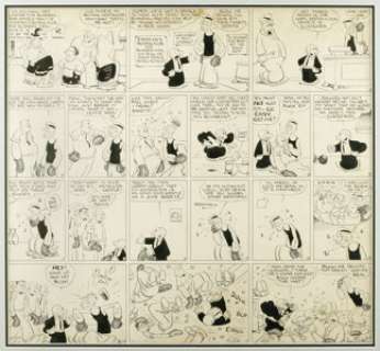 E. C. Segar - Popeye Sunday Comic Strip Original Art, dated 8-24-30 (King Features Syndicate, 1930).  To turn - | Heritage