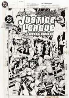 Chuck Wojtkiewicz and Bob Dvorak - Justice League America #99 Cover Original Art (DC, 1995). Hail, hail -- the -