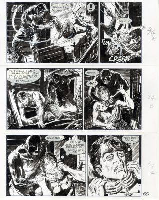 Gallieno Ferri | Tavola originale per Zagor 449  Zenith 500 ‘Il sudario verde’. Cm. 29 x 37 circa. Anno di esecuzione 2002. Pag. 66. | Art e Fumetto