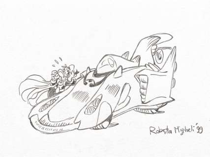 Migheli, Roberta - 1 Original drawing - Donald Duck - Pk con la Pkcar - 1999 | Catawiki