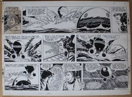 Paul NORRIS - Striscia originale domenicale Sunday comic strip Brick Bradford. Cm. 60 x 44. King Features Sindycate 1965.