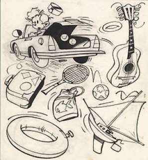 Franquin, André | Original illustration in Indian ink for colouring book  - Spirou  - (1964) | Catawiki