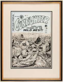 GRAHAM INGELS "GUNFIGHTER"  #9 FRAMED ORIGINAL EC COMIC BOOK COVER ART. | Hake’s
