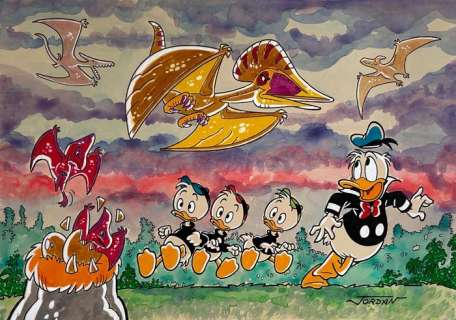 Julian Jordan - 1 Croquis en couleur - Donald Duck - "Lost Again!" | Catawiki