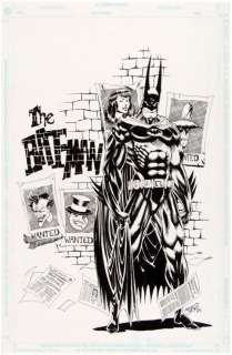 KELLEY JONES "THE BAT-MAN" ORIGINAL OVERSTREET’S FAN 1995 BATMAN COVER ART. | Hake’s