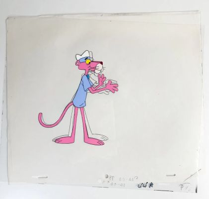 Lot 73 - La Panthère Rose (The Pink Panther) Dessin et cellulo à l’encre… | ArtFlow Enchères