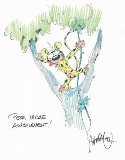 Batem. Dessin original dédicacé Marsupilami | BDEnchères